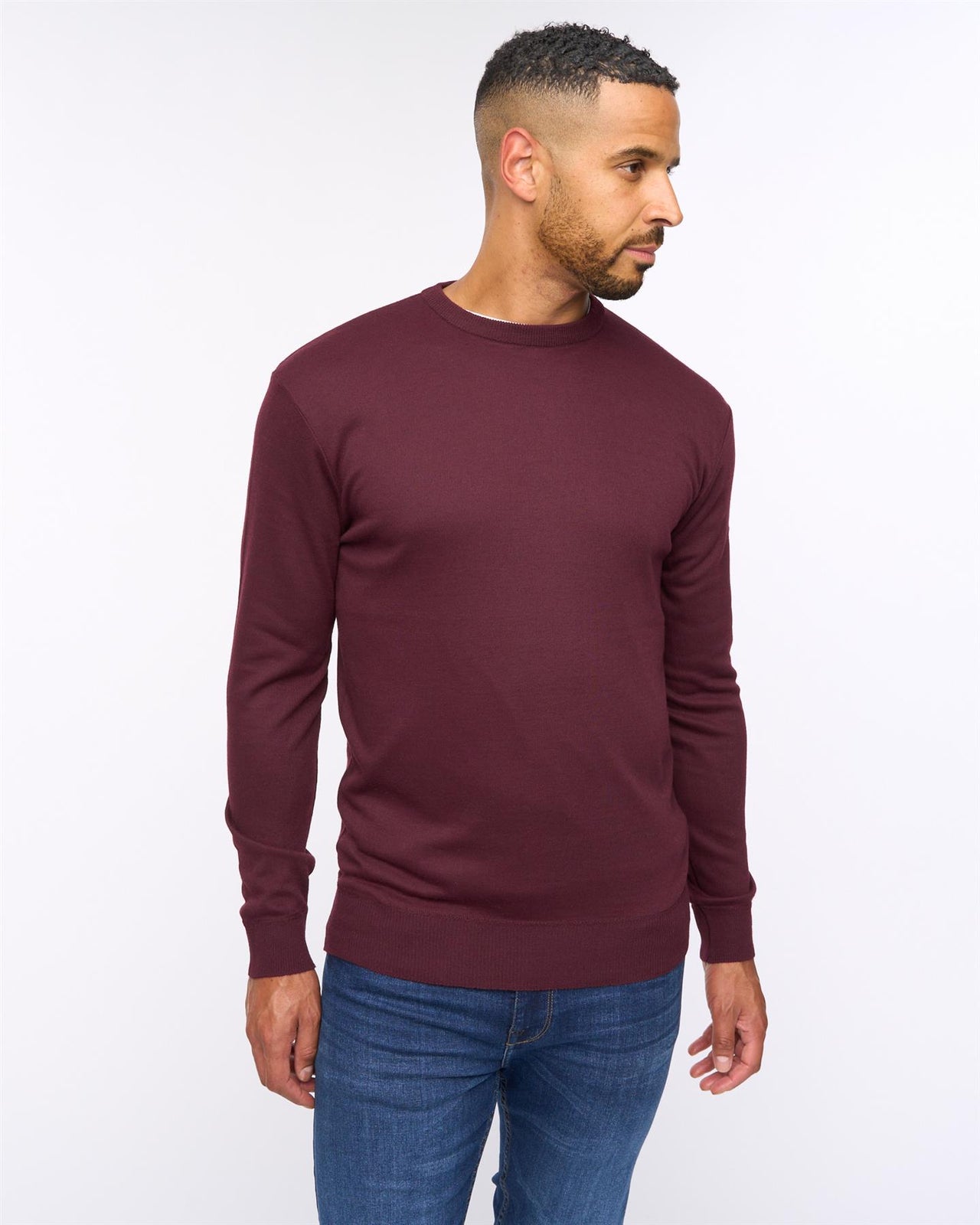 Pepston Crew Neck Jumper Burgundy Marl