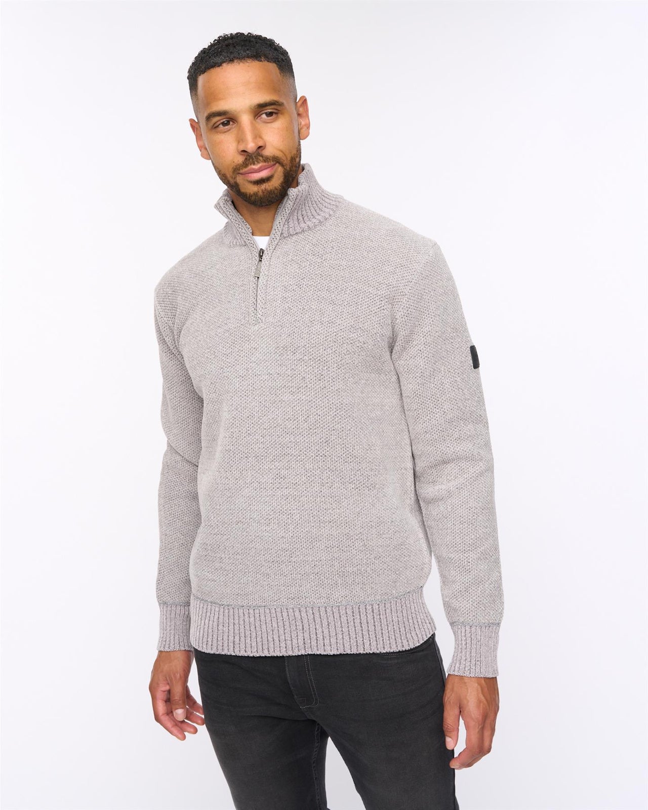 Harewood Chenille 1/4 Zip Jumper Light Grey