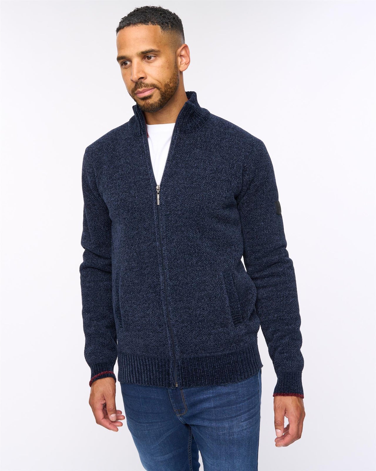 Gladstone Funnel Kneck Zip Knit Navy
