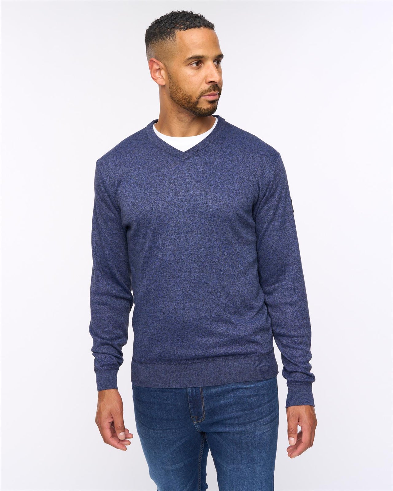 Tinworth V-Neck Jumper Navy Marl
