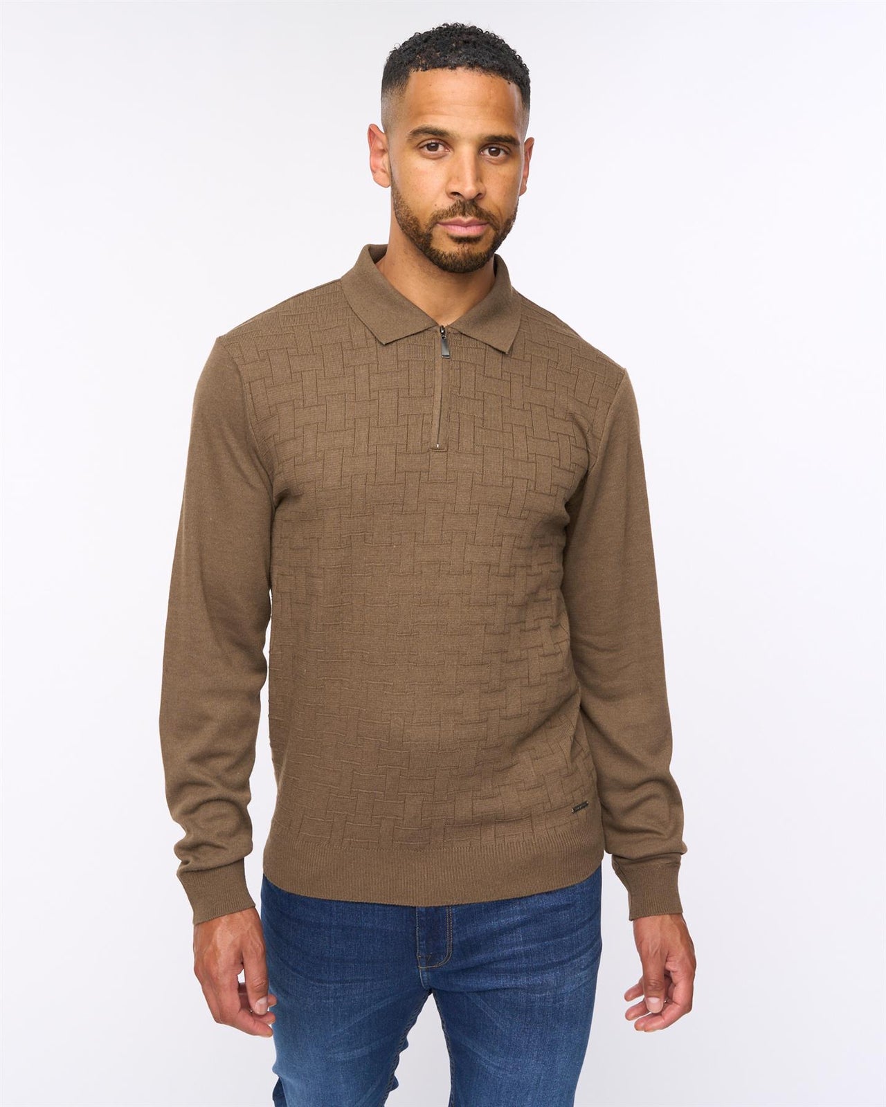 Aldrich 1/2 Zip Knit Polo Dark Taupe
