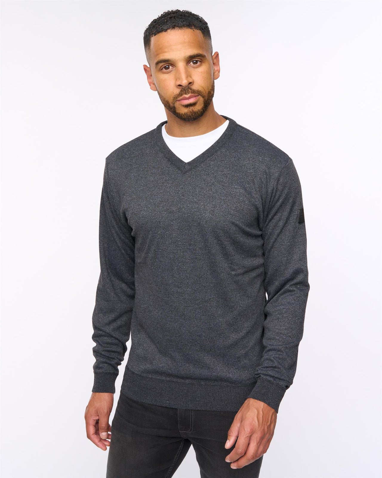 Tinworth V-Neck Jumper Black Marl