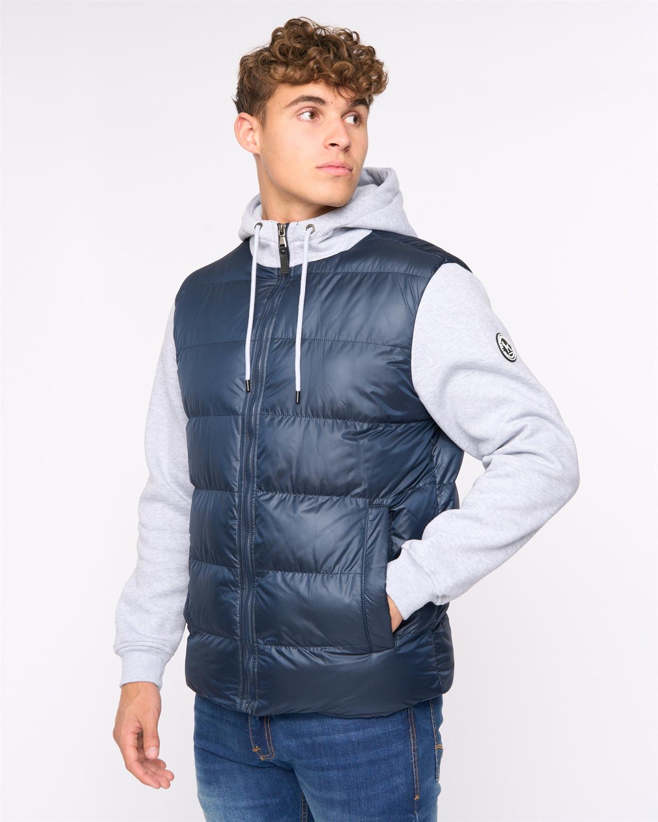 Brookes Jersey Puffer Jacket Navy