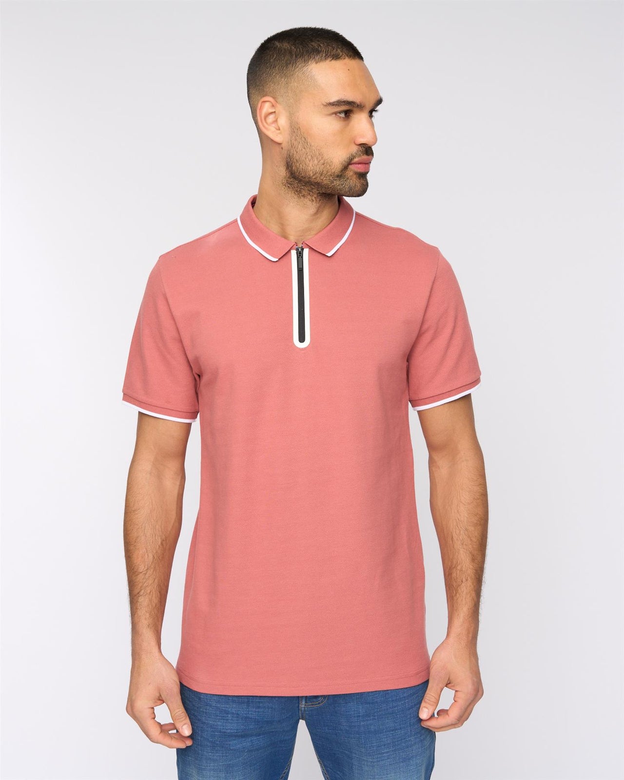 Oakden Zip Front Polo Pink