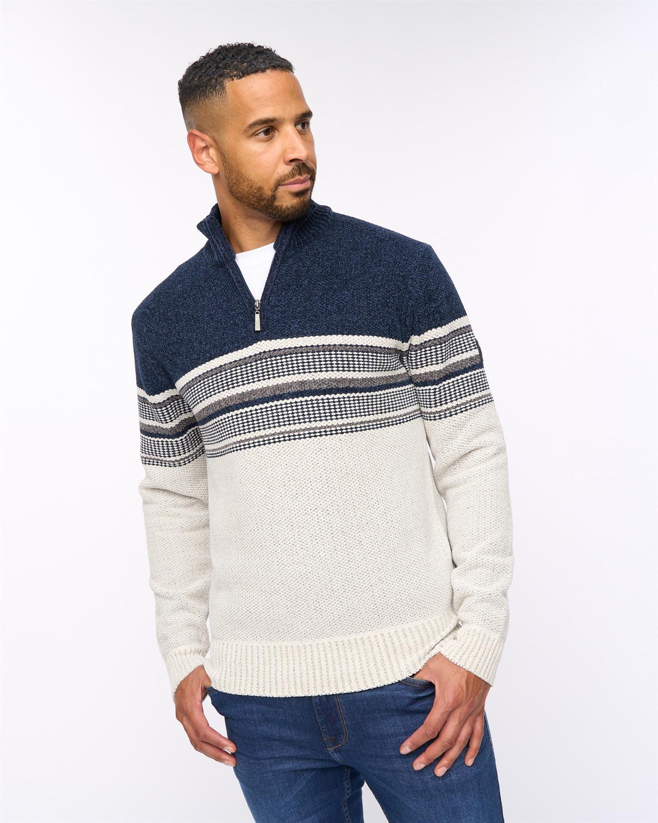 Feldstan 1/4 Zip Jumper Off White