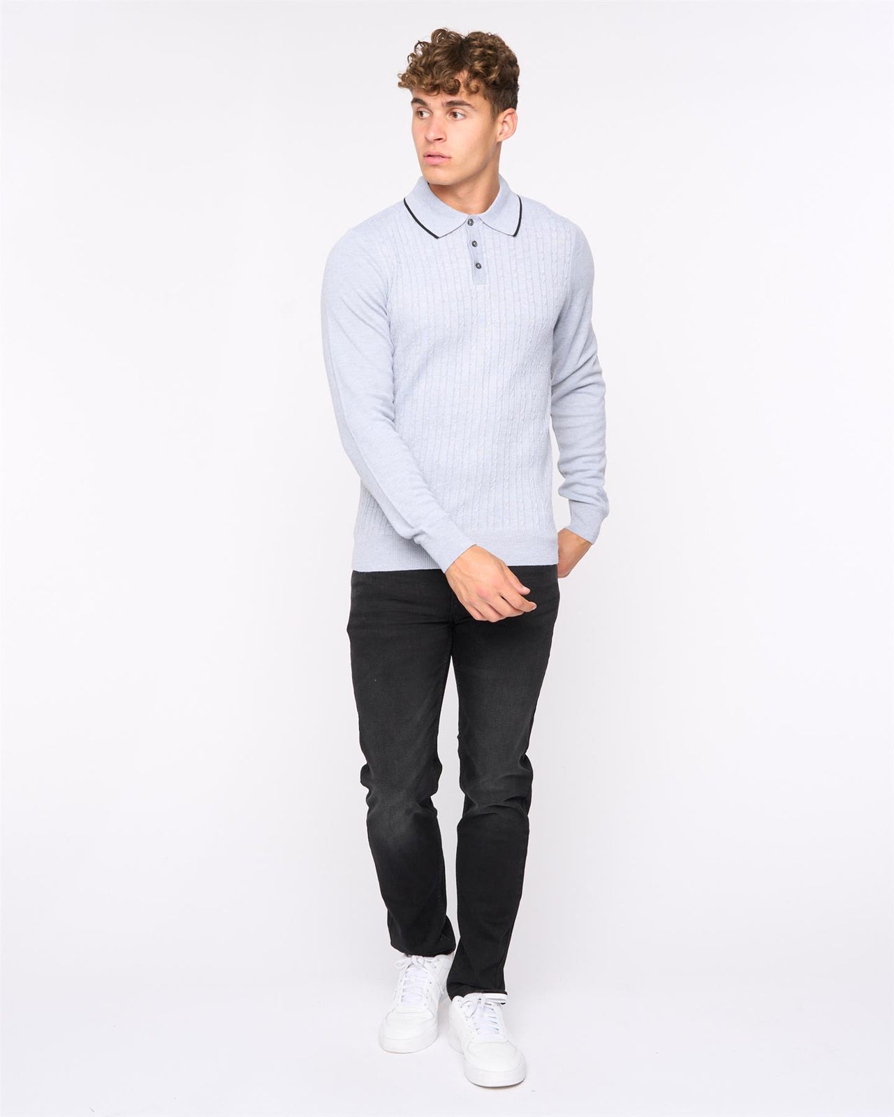 Ambrosden Polo Neck Knit Light Grey Marl