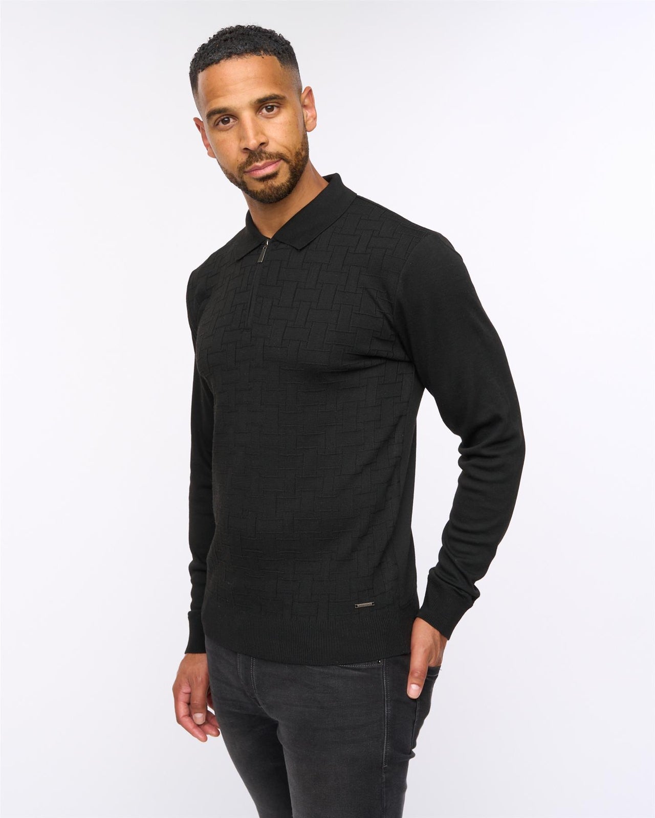 Aldrich 1/2 Zip Knit Polo Black