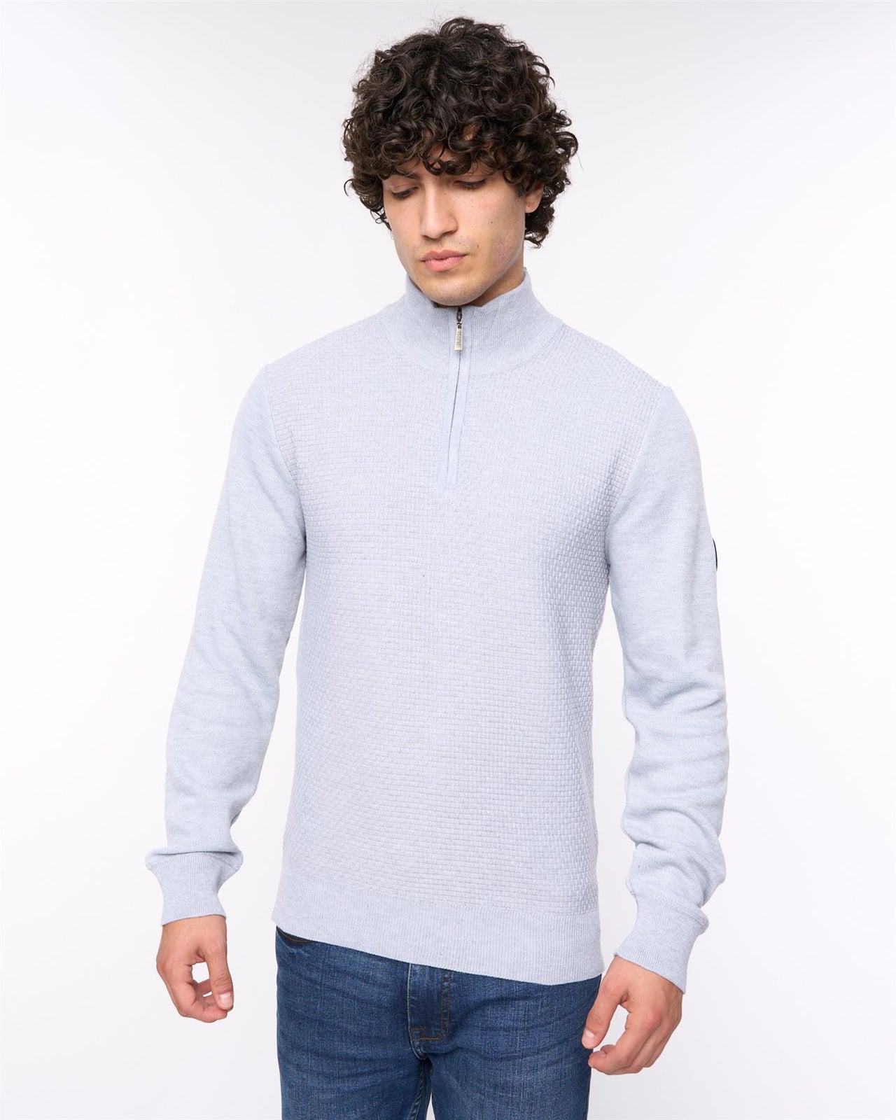 Seymour Funnel Neck Knit Light Grey Marl