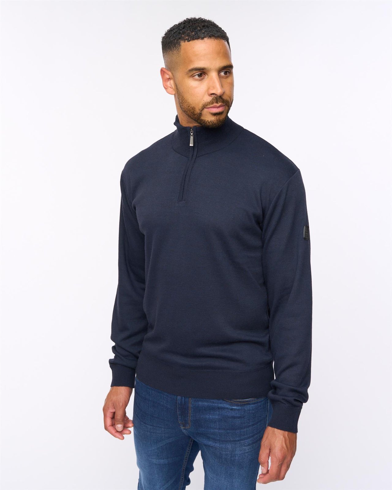 Delloway 1/4 Zip Funnel Neck Jumper Navy