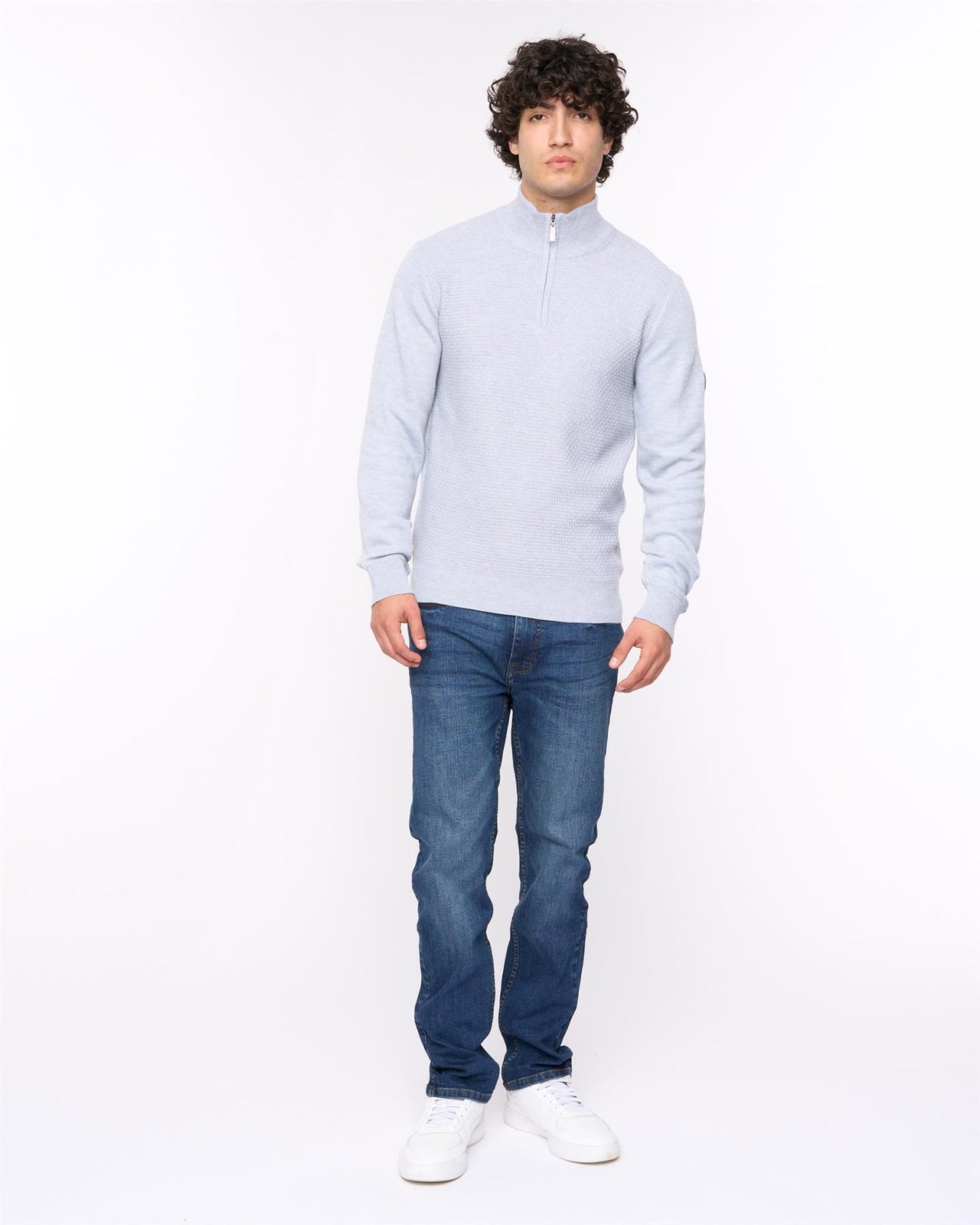 Seymour Funnel Neck Knit Light Grey Marl