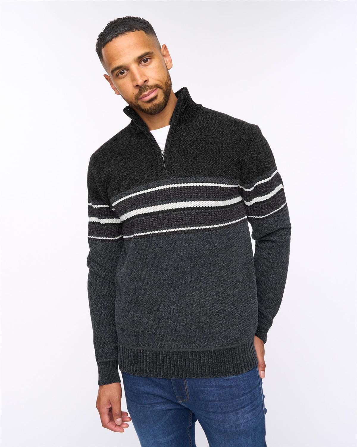 Feldstan 1/4 Zip Jumper Black/Charcoal