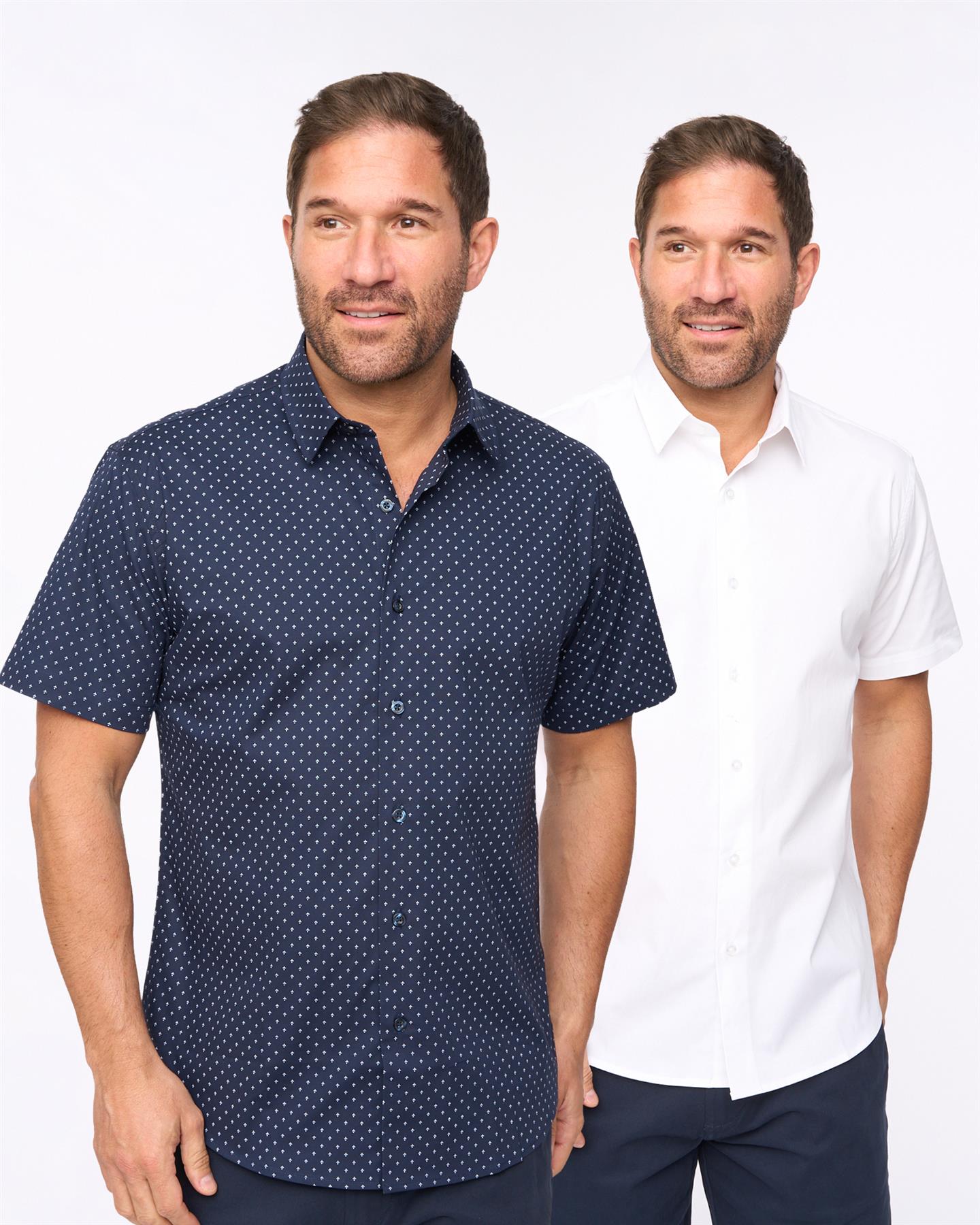 Domesta Short Sleeve Shirt 2pk Navy White