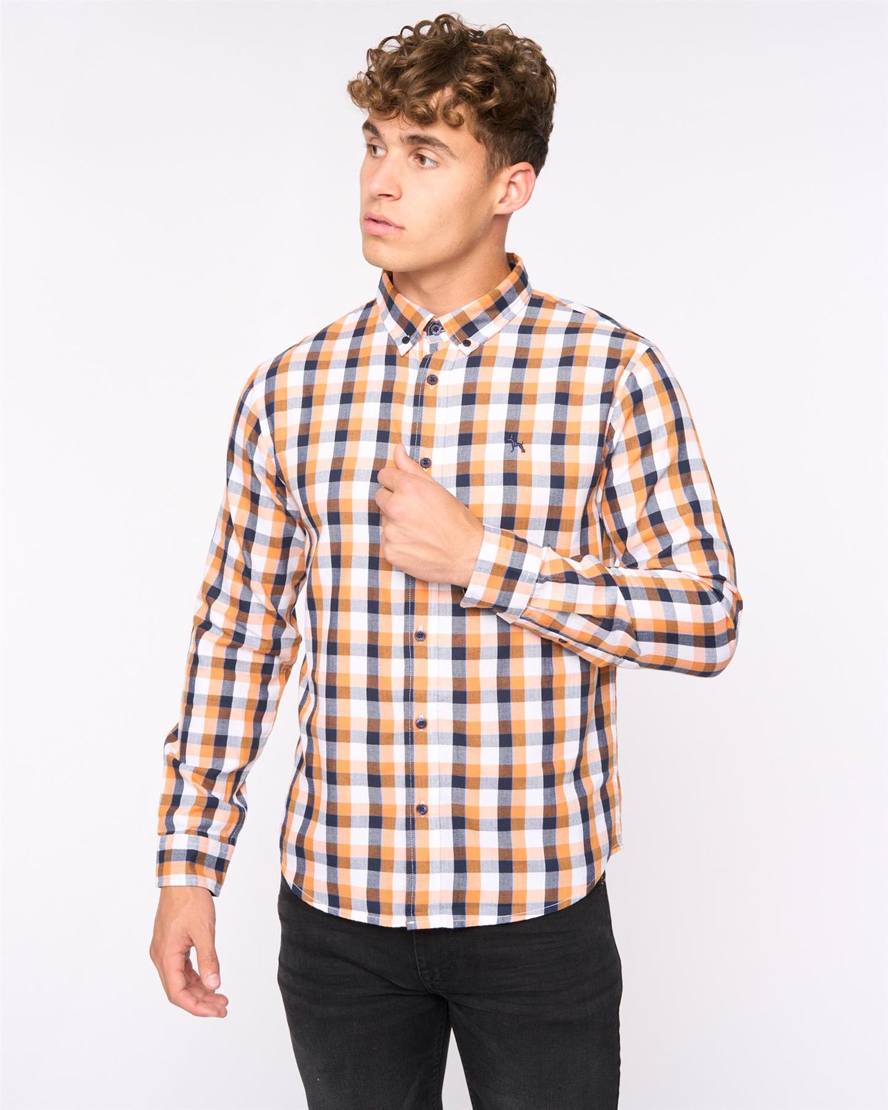 Gosfield Slim Fit Check Shirt Orange Check