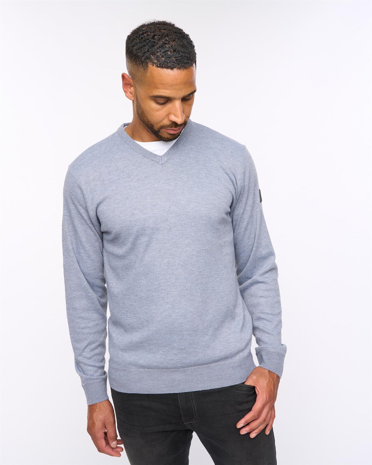Tinworth V-Neck Jumper Grey Marl