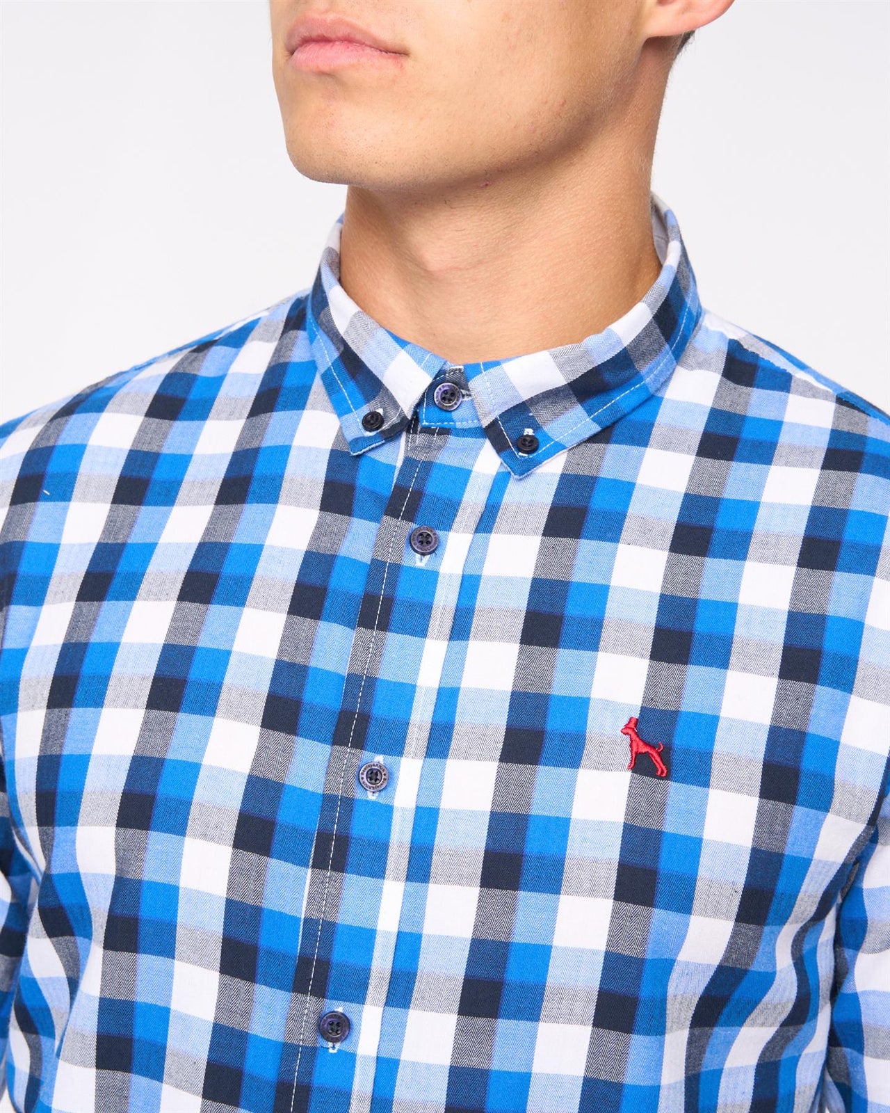 Gosfield Slim Fit Check Shirt Blue Check