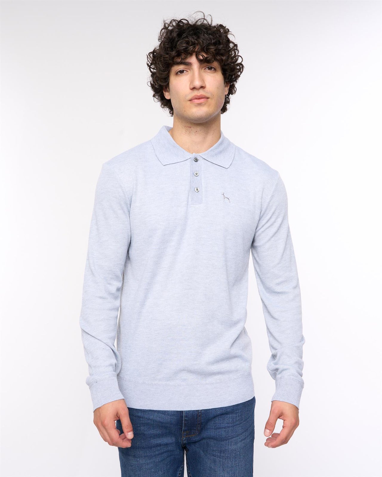 Ashland Polo Neck Knit Light Grey Marl