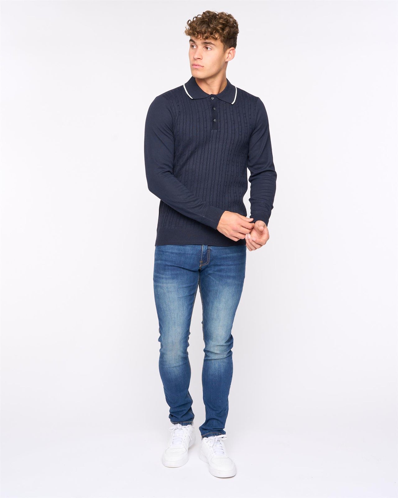 Ambrosden Polo Neck Knit Navy Marl