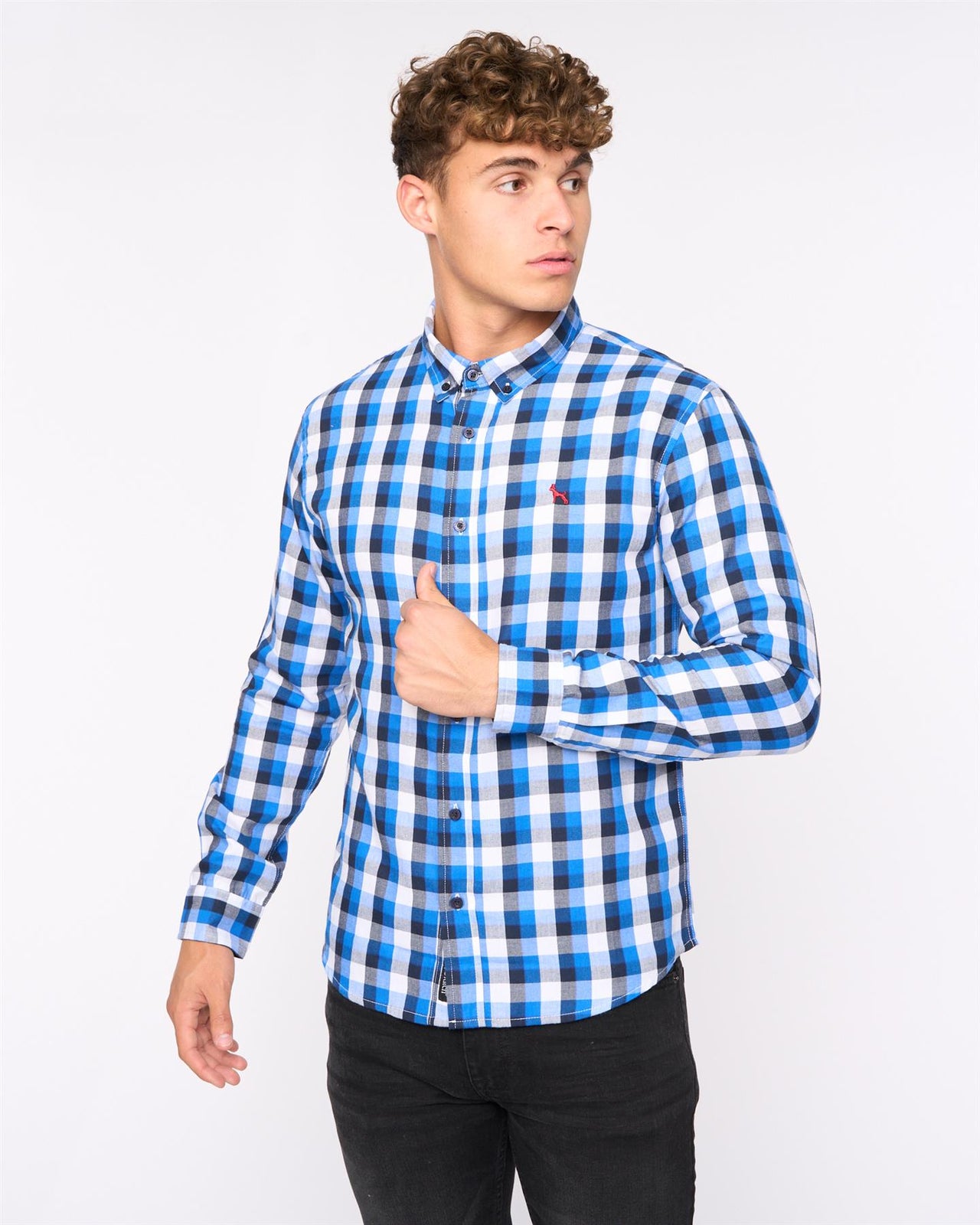 Gosfield Slim Fit Check Shirt Blue Check