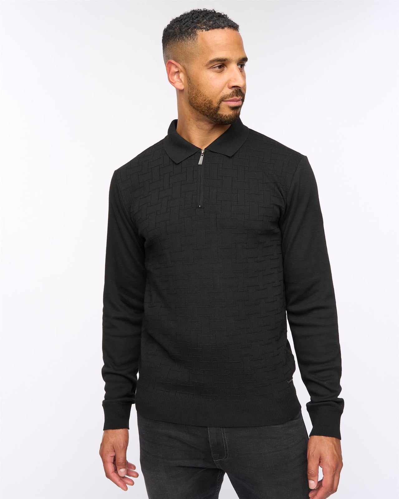 Aldrich 1/2 Zip Knit Polo Black