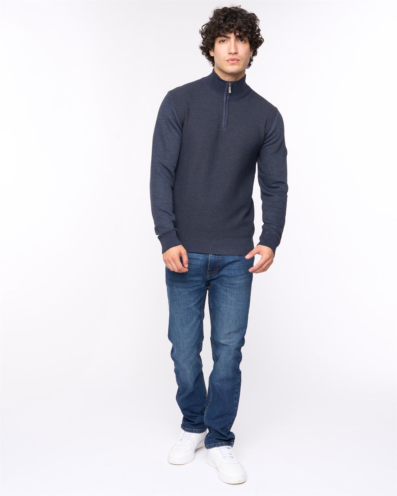 Seymour Funnel Neck Knit Navy Marl