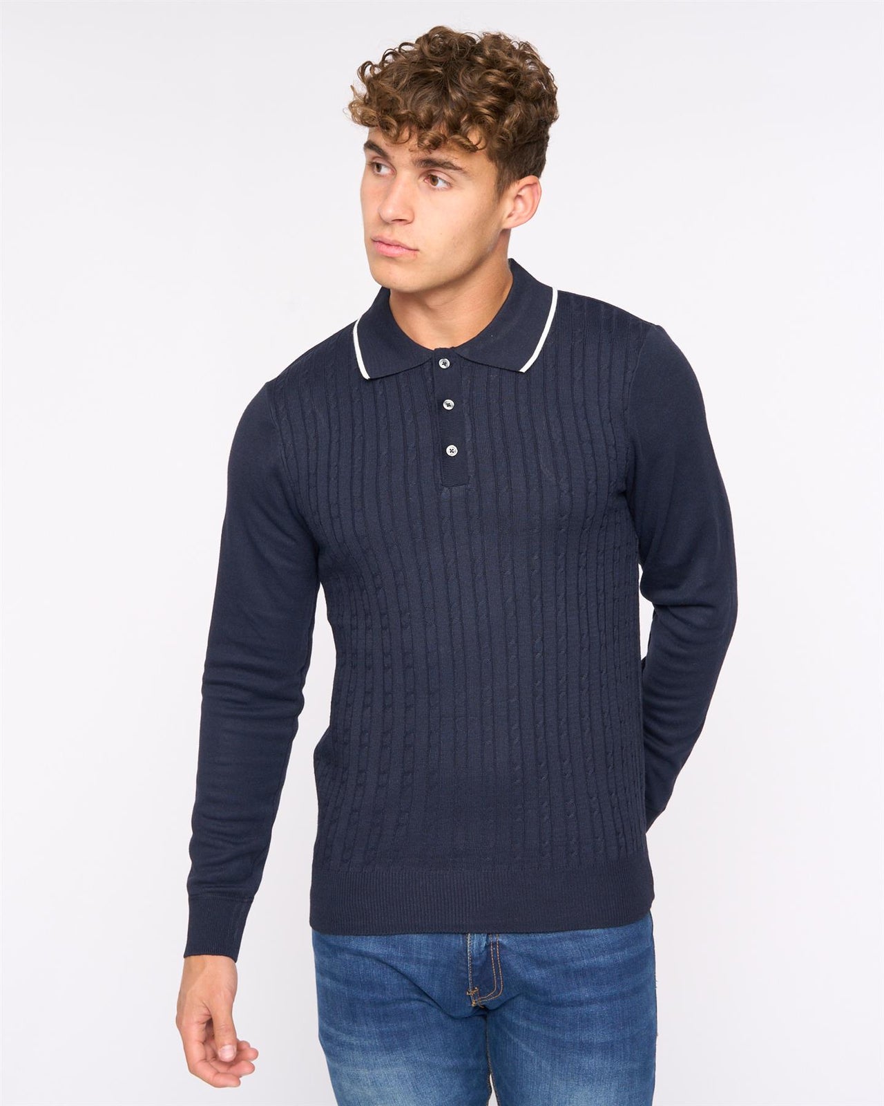 Ambrosden Polo Neck Knit Navy Marl