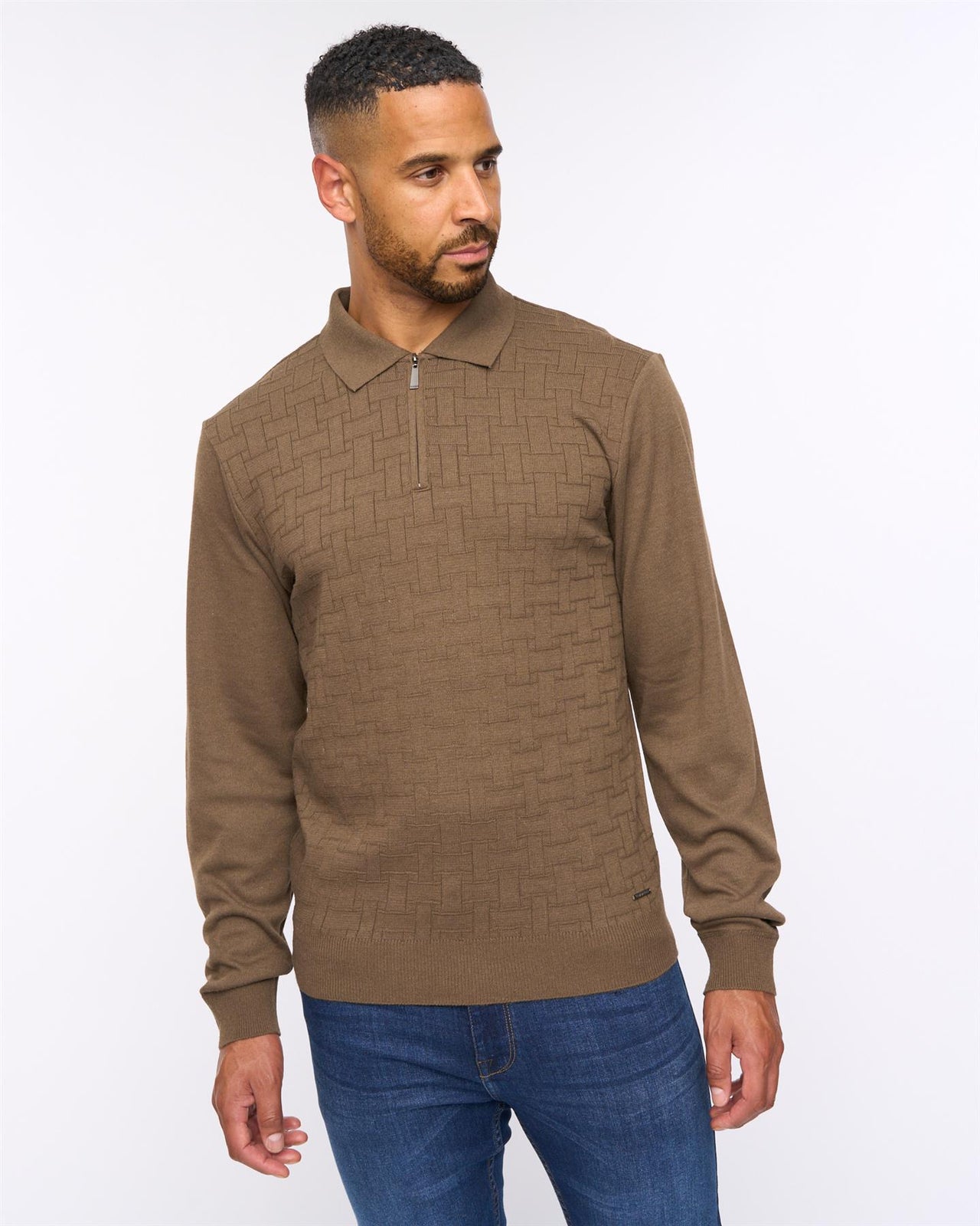 Aldrich 1/2 Zip Knit Polo Dark Taupe