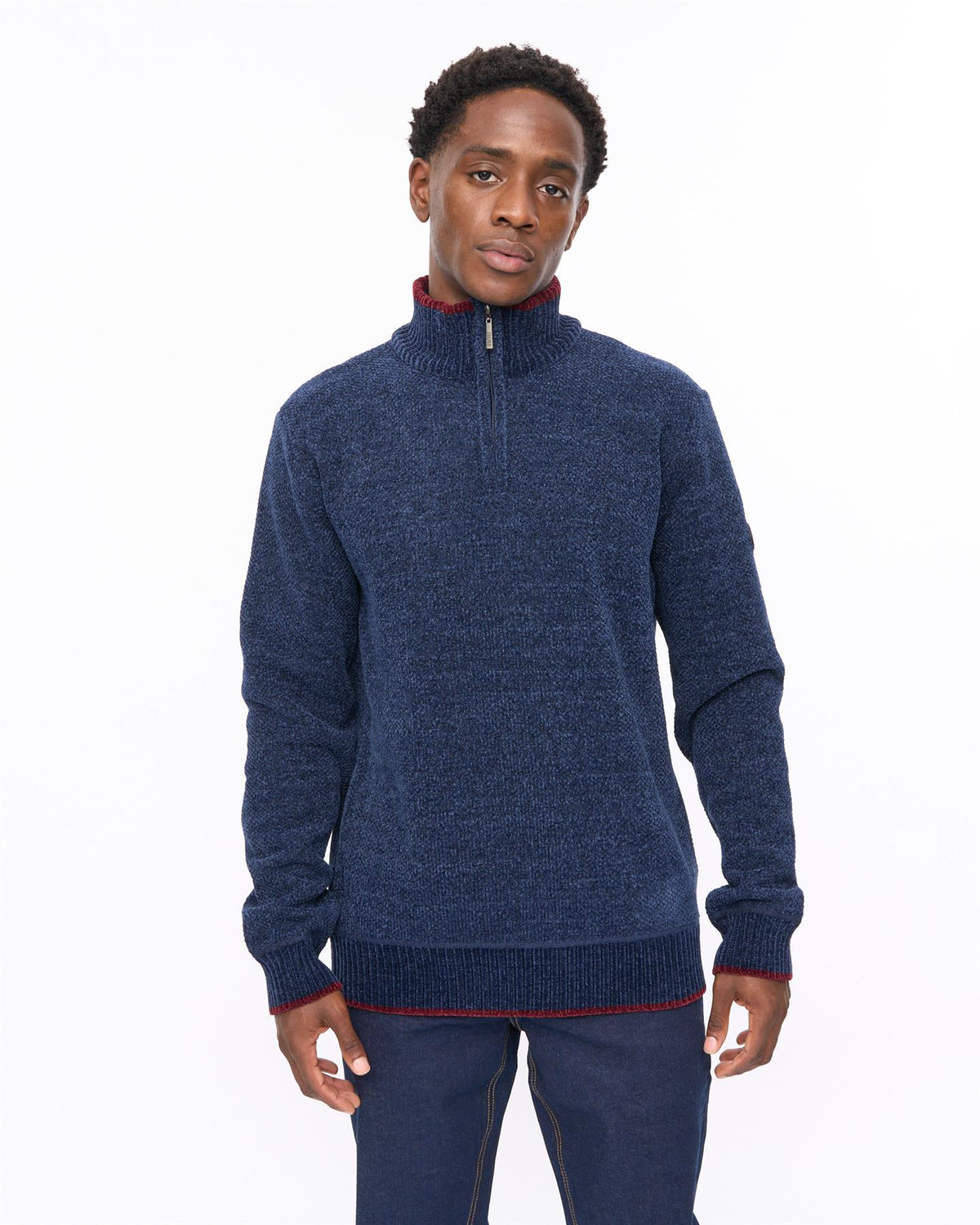 Hayton Funnel Neck 1/4 Zip Sweater Navy