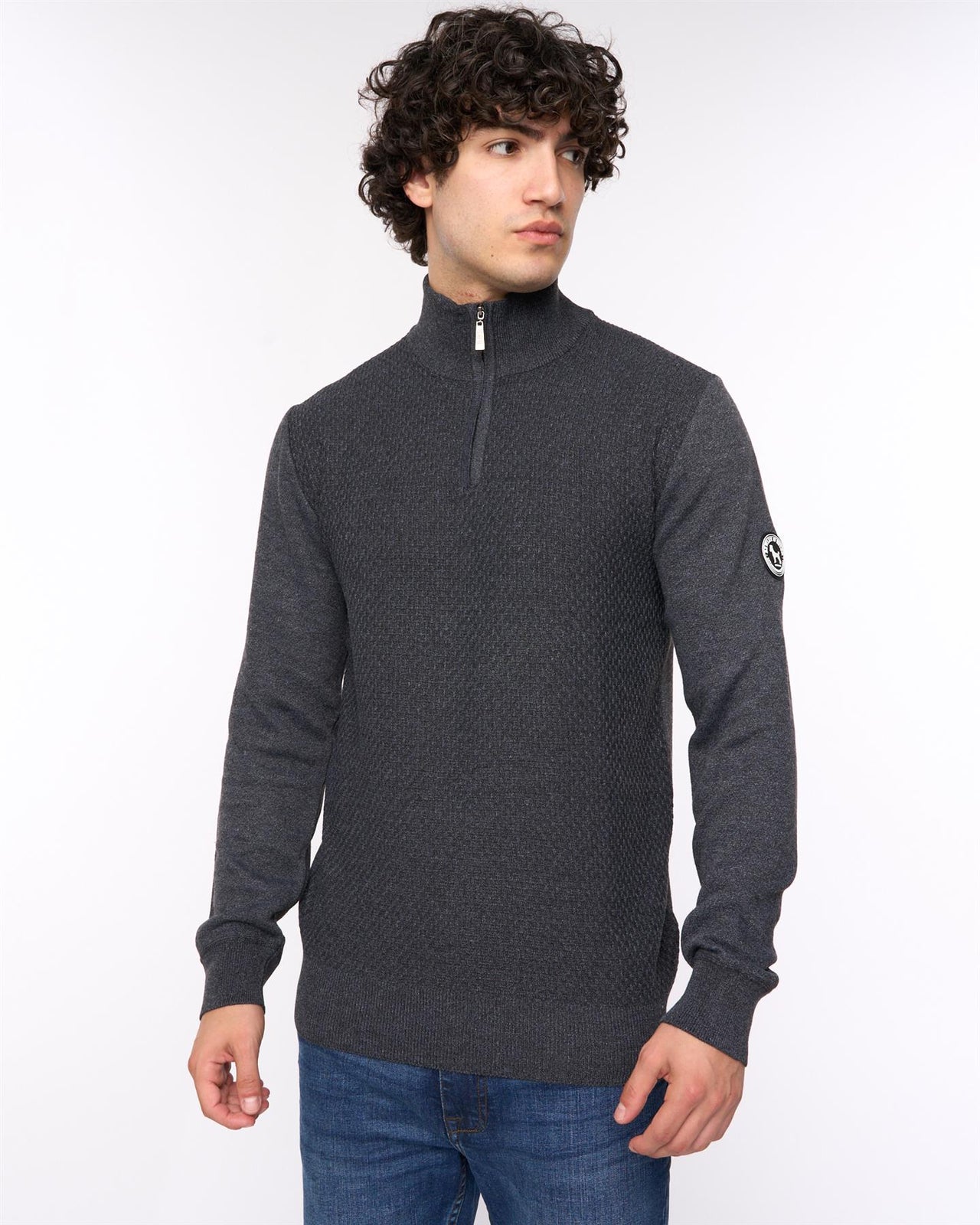 Seymour Funnel Neck Knit Black Marl