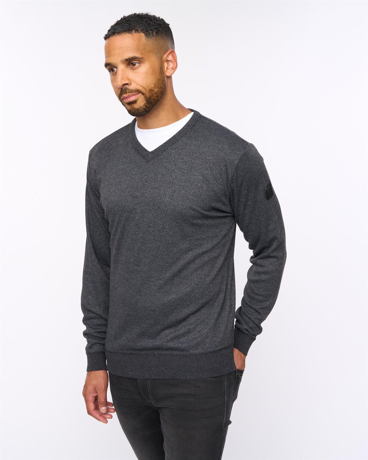 Tinworth V-Neck Jumper Black Marl
