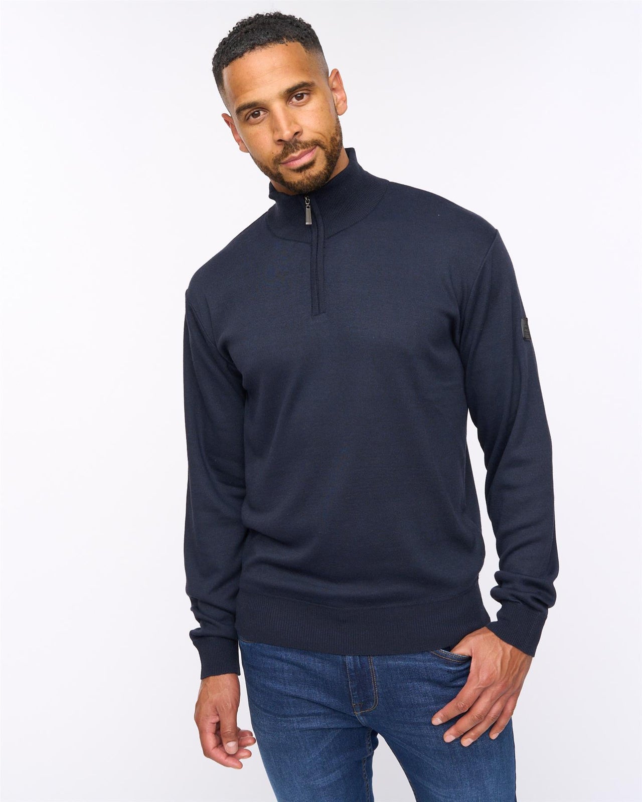 Delloway 1/4 Zip Funnel Neck Jumper Navy